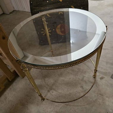 Round Side Table in Glass and Metal