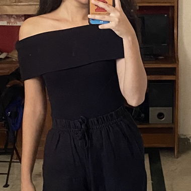 Black off shoulder top