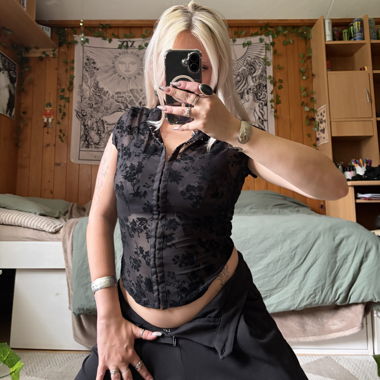 black goth mesh croptop