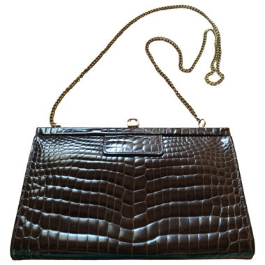Vintage brown crocodile-embossed clutch bag