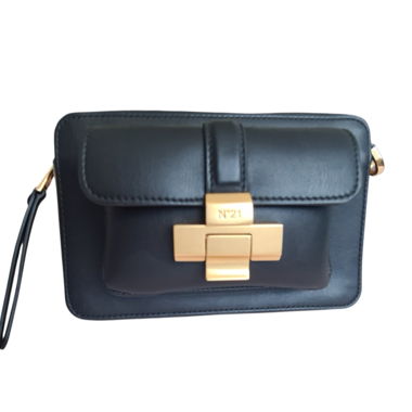 Sac bandoulière N21 en cuir noir