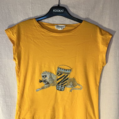 Shirt bestickt Löwe vintage orange