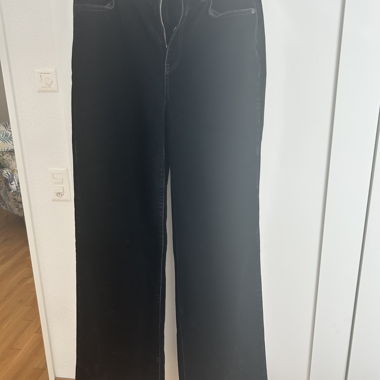 Black velvet wide leg jeans by Own W28 L32