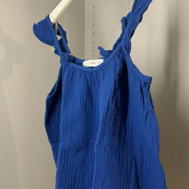 Haut en lin bleu façon babydoll