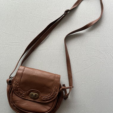 Borsa a tracolla vintage in pelle marrone