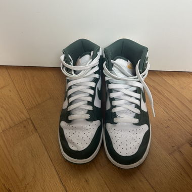 Green and White Jordan Nike High-Top Sneakers