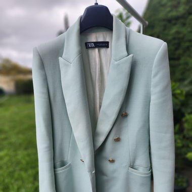Zara Blazer mintgrün M Goldknöpfen & Innentaschen