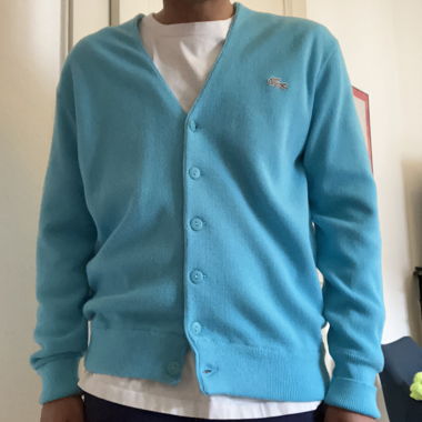 Cardigan Lacoste vintage blu turchese