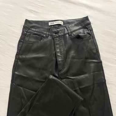 Stoffhose Black Leder