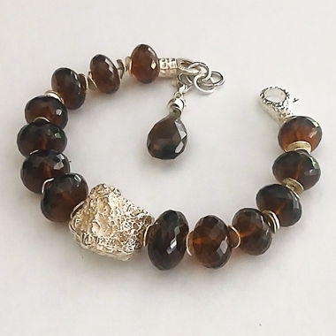 Bracelet en quartz fumé avec argent