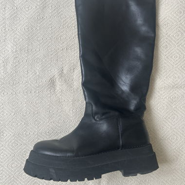 Black leather boots