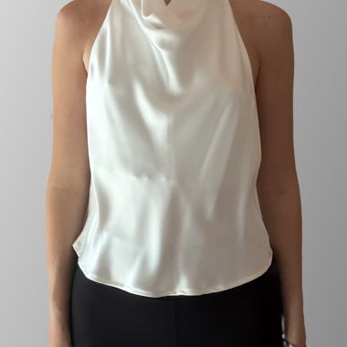 Blusa Zara in raso bianco