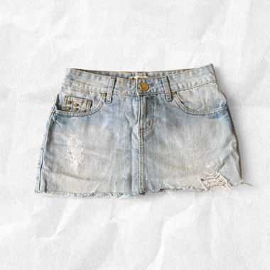 distressed denim mini skirt 