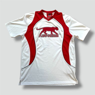 Streetwear style white and red Airness t-shirt