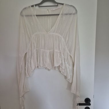 Zara boho top with pompoms