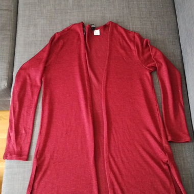 Red long sleeve cardigan