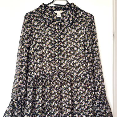 Black floral dress H&M S 36
