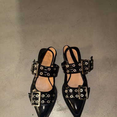 Ganni big buckle ballerina