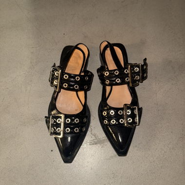 Ganni big buckle ballerina