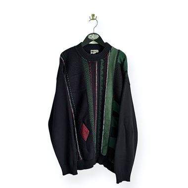 Pull vintage jacquard noir