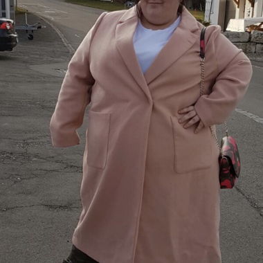 Manteau long maxi rose