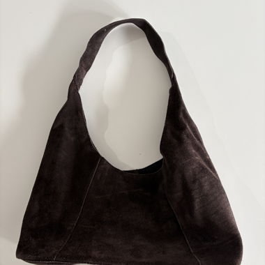 Borsa hobo marrone in camoscio