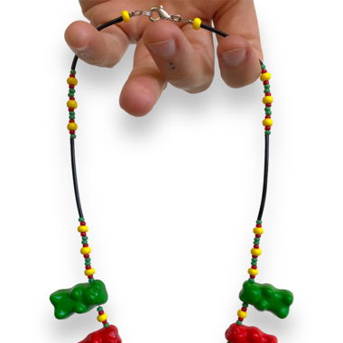 Collier perles et bonbons oursons en FIMO