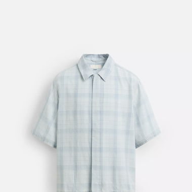 Camicia a quadri azzurra
