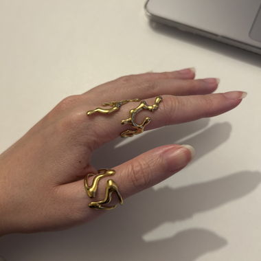 Gold Statement Rings Set, Y2K Style Gold