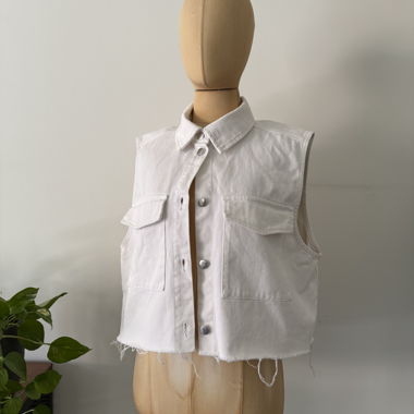 Gilet corto H&M denim bianco cropped, Taglia M