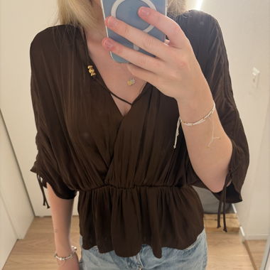 Brown V-neck blouse