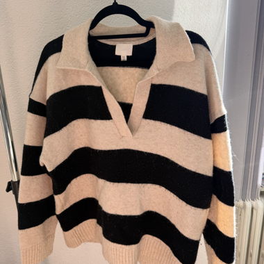 Striped Knit Polo Sweater