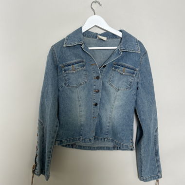 You Denim lace-up denim blue retro jacket