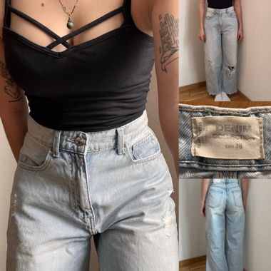 Trendy Wide Leg Jeans mit Löcher