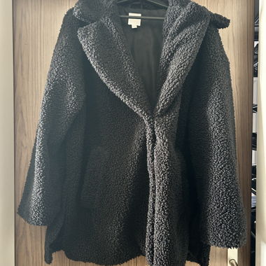 Cappotto Teddy in pile H&M nero XL
