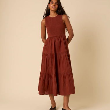 braunes Midi-Kleid / tiered midi dress