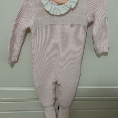 Knitted pink baby romper