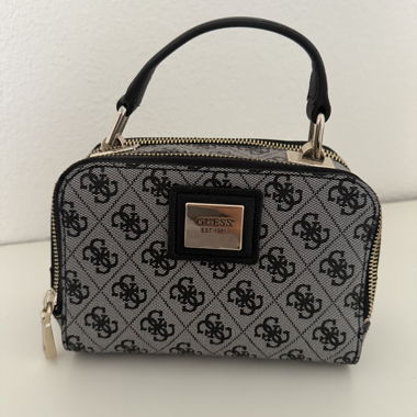 GUESS Candace Mini Crossbody Bag, Grey/Black