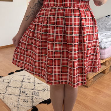 Red checked A-line skirt