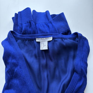 Blue Cardigan Satin Look