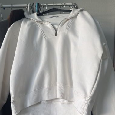 Sweat à demi-zip blanc
