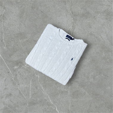 Pull ralph lauren torsadé blanc femme