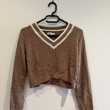 Pull col V en maille Hollister