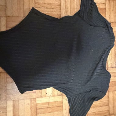 Black ribbed bodysuit with long sleeves
