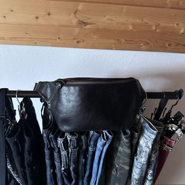 Black Leather Fanny Pack