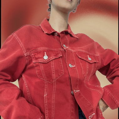 Veste en denim oversize en coton - S