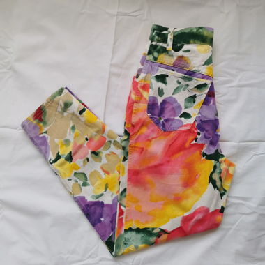 Pantalons vintage taille haute mom fit Sportmax à fleurs