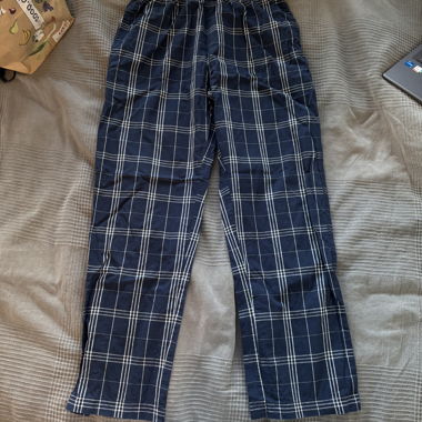 2 dark blue checked pajama trousers