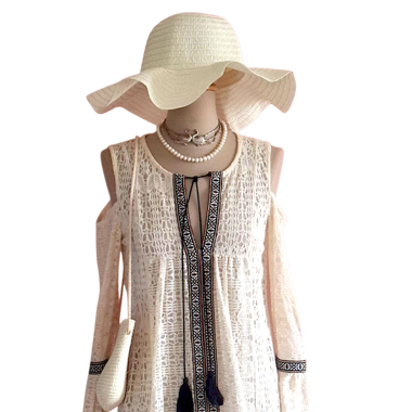 Robe de plage en dentelle crème,  summer dress
