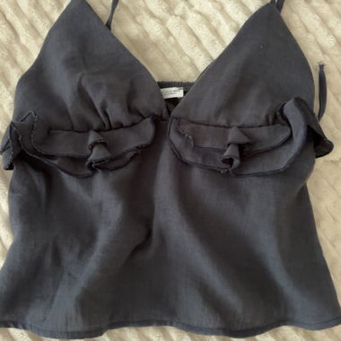 Crop top Bershka blu scuro con volant